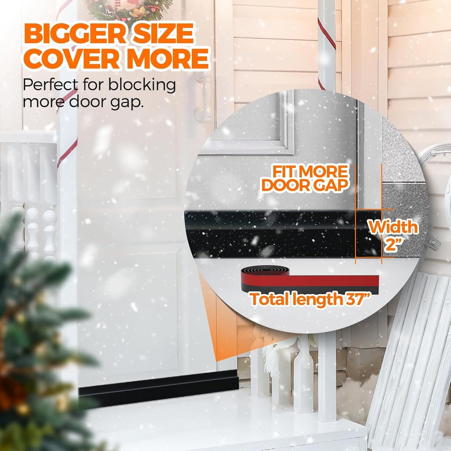 Holikme Door Draft Stopper 2-Pack, Under Door Seal for Bottom Gap Filler | Strong Adhesive Silicone Weather Stripping Garage Window Blocker Cold Air & Noise, Easy Install Door Sweep Strip Save Energy