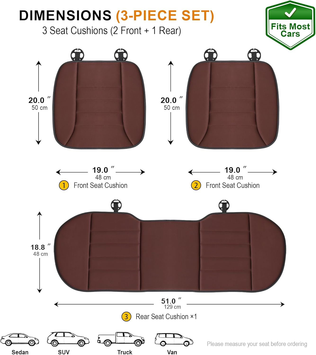kingphenix Memory Foam Car Seat Cushion for Driver and Office Chair Comfort | 1.2-Inch-Thick Memory Foam Seat Pad, Soft, Breathable Fabric, Non-Slip Silicone Bottom for Long Drives and Office Use, Black