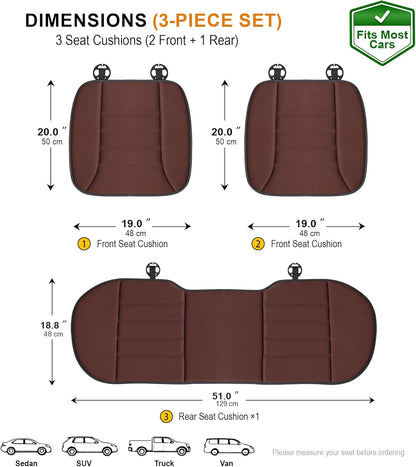 kingphenix Memory Foam Car Seat Cushion for Driver and Office Chair Comfort | 1.2-Inch-Thick Memory Foam Seat Pad, Soft, Breathable Fabric, Non-Slip Silicone Bottom for Long Drives and Office Use, Black
