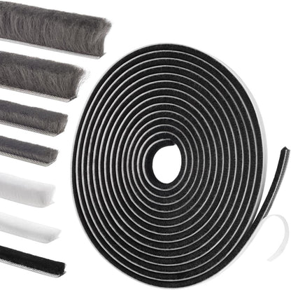 Self-Adhesive Weather Stripping Seal for Doors & Windows – Soundproof Insulation Gap Filler for Sliding, Exterior, Front, and Jamb Frames – 0.2" x 0.35" x 16.5 ft, Gray