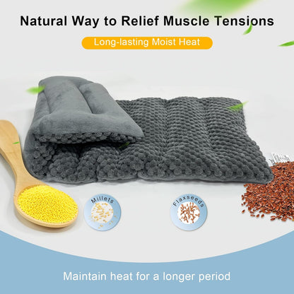 Microwave Heating Pad 16x7 inches Microwavable Heat Pack for Muscle Pain Relief Moist Rice Clay Bean Bag Pack Heat Therapy for Shoulders, Lower Back, Abdomen Cramps Hot Cold Compress Reusable 1.8 LBS