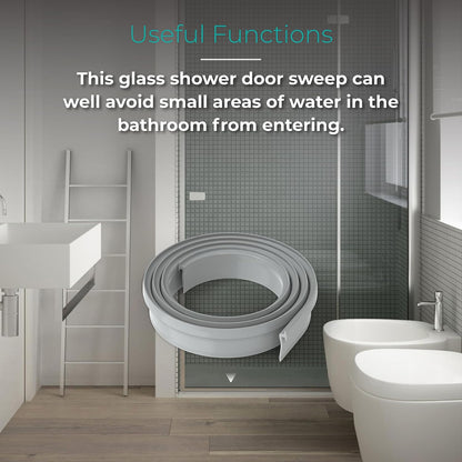 Framed Shower Door Sweep, 36" Shower Door Bottom Seal for Swing Doors | Angled Gray Swing Door T Seal Sweep with Drip Rail, Shower Bottom Door Sweep Replacement