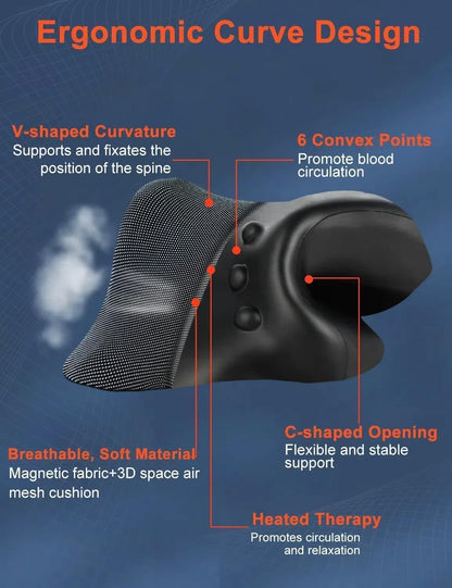 Upalled Wireless Heated Neck Stretcher for Pain Relief, Portable Cordless Neck Shoulder Cervical Traction Device with Graphene Heating Pad No Smell Magnetic Therapy Case Relaxer for Spine Alignme