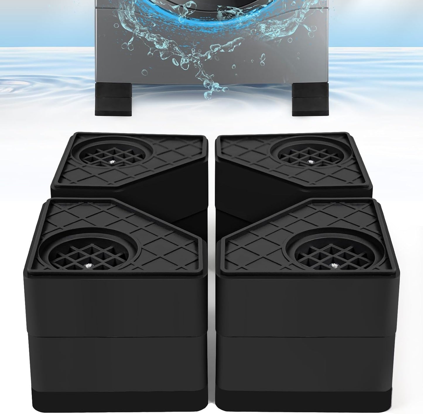 4Pcs Anti Vibration Pads for Washing Machine, Reduce Washer Dryer Moving | Washer and Dryer Pedestals,Prevents Noise Vibration Transfer, Antivibration Stabilizer Support Feet (Increase1.8in)