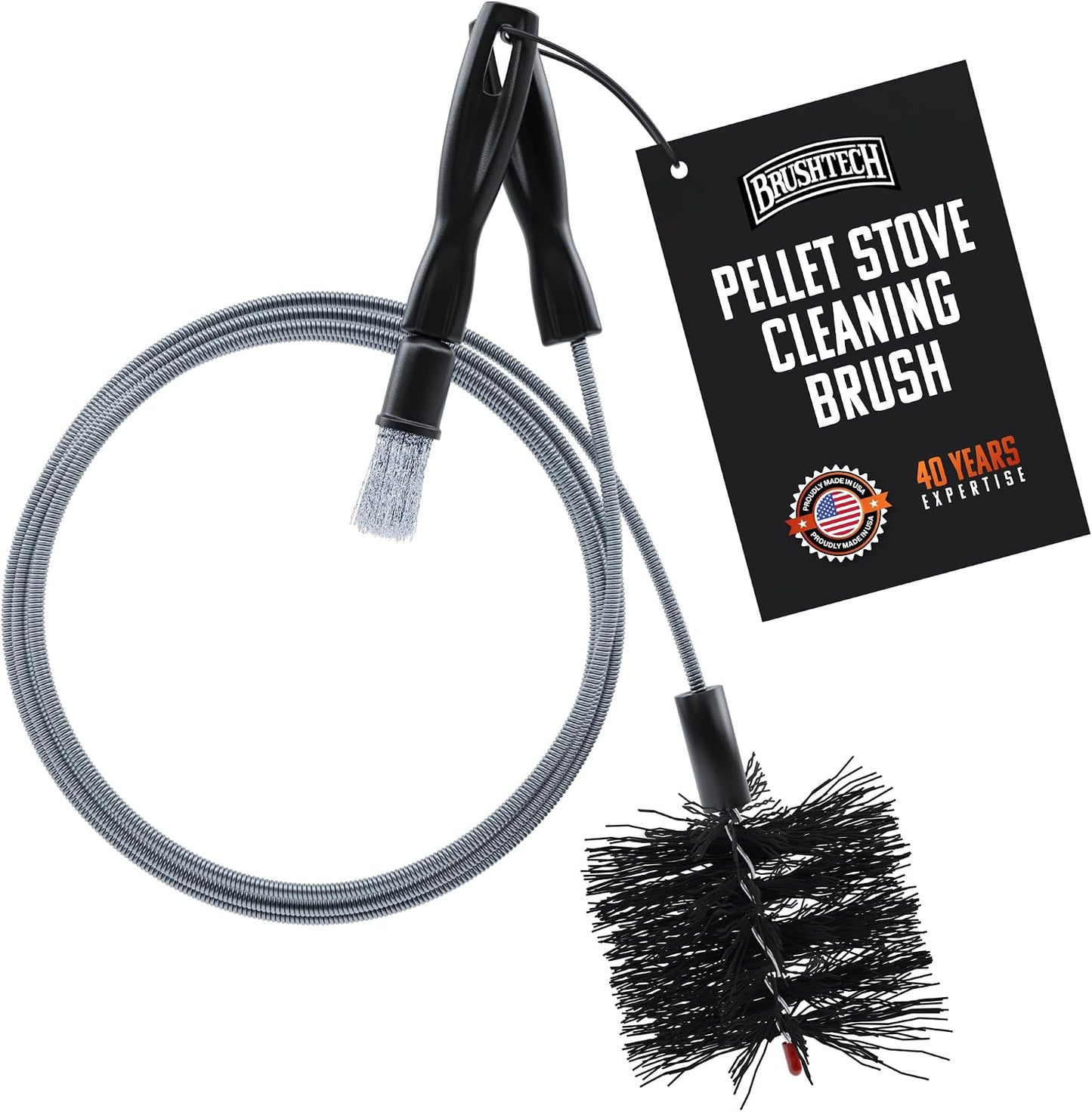 BRUSHTECH – Brushtech – Pellet Stove Cleaning Brush for 3" Vent Pipes Kit - Black