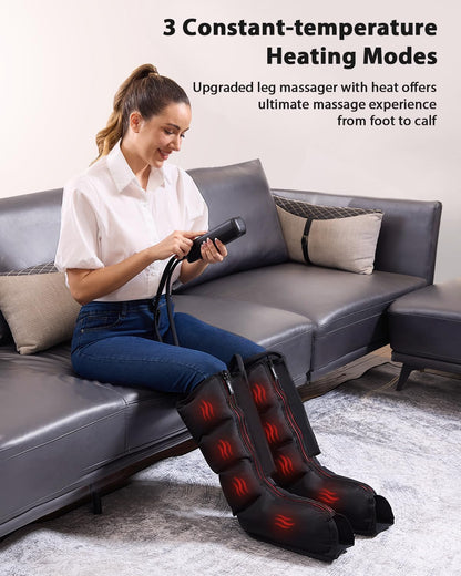 CINCOM Leg Massager for Circulation and Pain Relief, FSA - HSA | Air Compression Massager for Foot and Leg 3 Modes 3 Intensities Helpful for Lymphedema Edema Restless and Relaxation