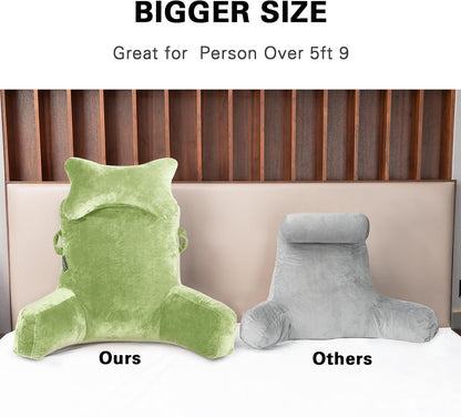 SLIGUY Reading Pillow-Bed Rest Pillow with Detachable Neck Roll & Support Arm for Sitting in Bed Couch or Floor-Backrest Reading Pillow Adult Back Pillow for Reading/Watching TV/Gaming,Dark Grey