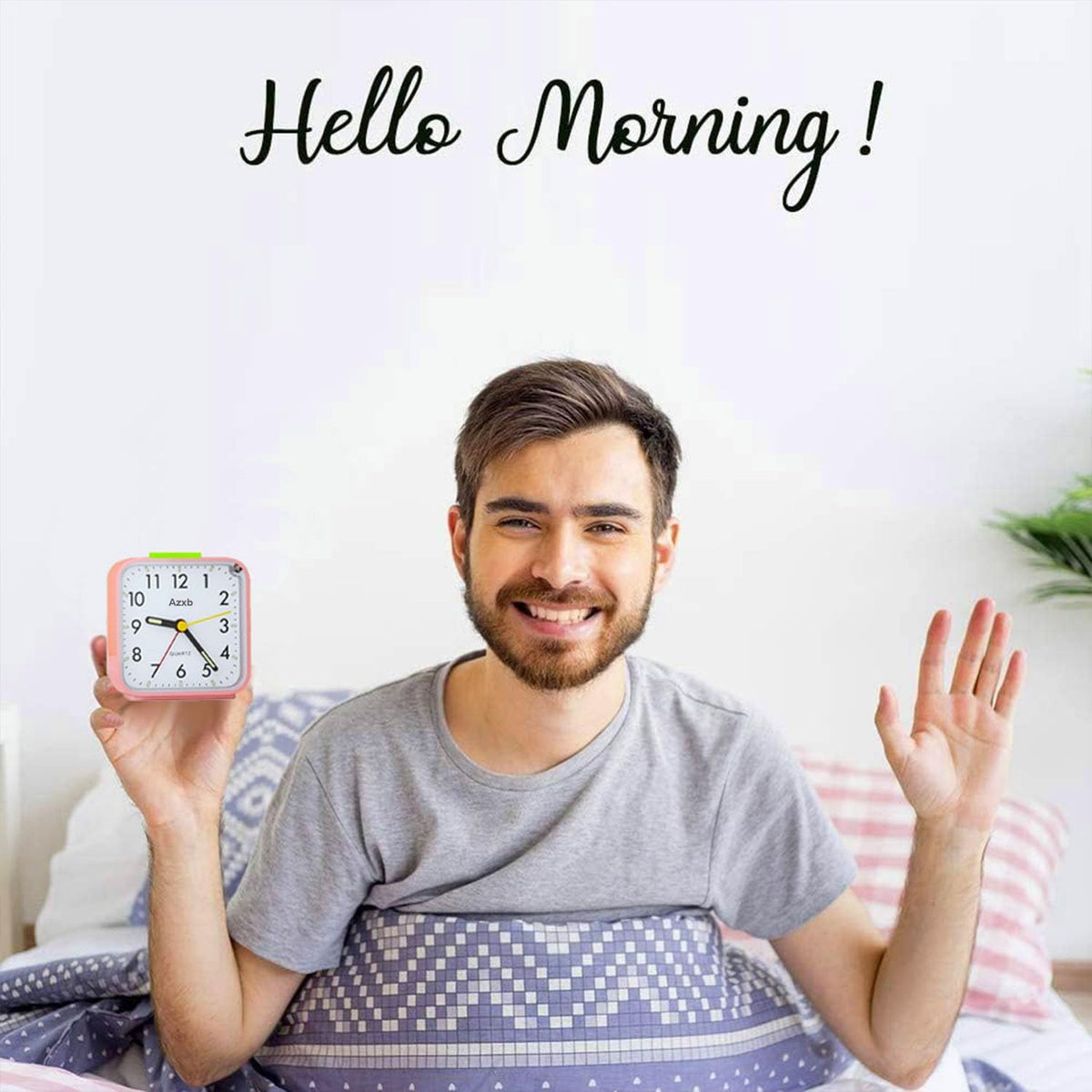 Analog Alarm Clock, Silent No Ticking Battery Operated Travel Alarm Clock with Night Light, Snooze, Loud Alarm, Luminous, Quiet Small Desk Clock for Bedrooms Deep Sleeper Adults Kids, Easy Set