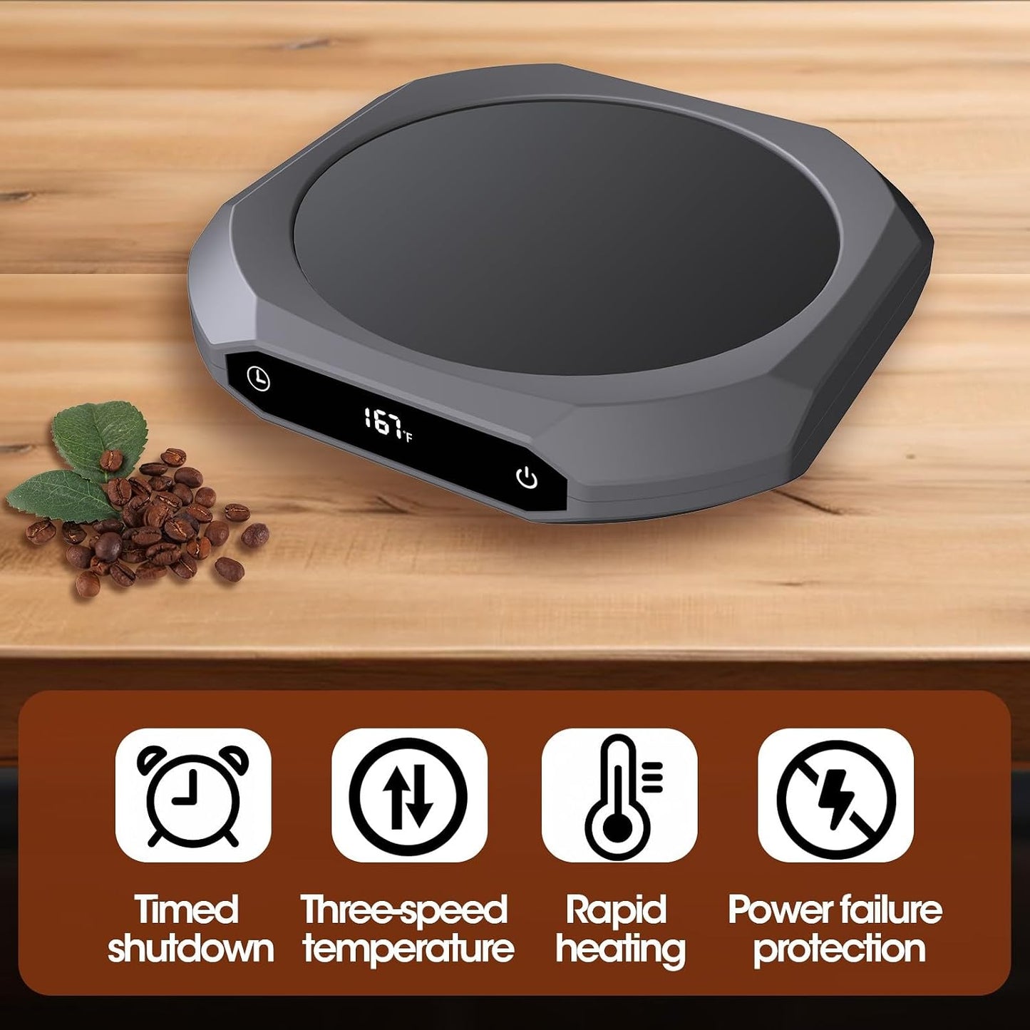 Mug Warmer for Desk - 36W Smart Coffee Cup Warmer with Timer, Auto Shut Off, 3 Heat Settings, Keep Your Coffee Warm for Office Hours,Perfect Coffee Gifts (White), Black