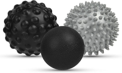 URAQT Spiky Massage Ball Set, 2 Pack Physical Therapy Massage Balls, Hard Lacrosse Ball & Spiky Massage Ball for Myofascial Release and Trigger Point Deep Tissue Massage (Purple)