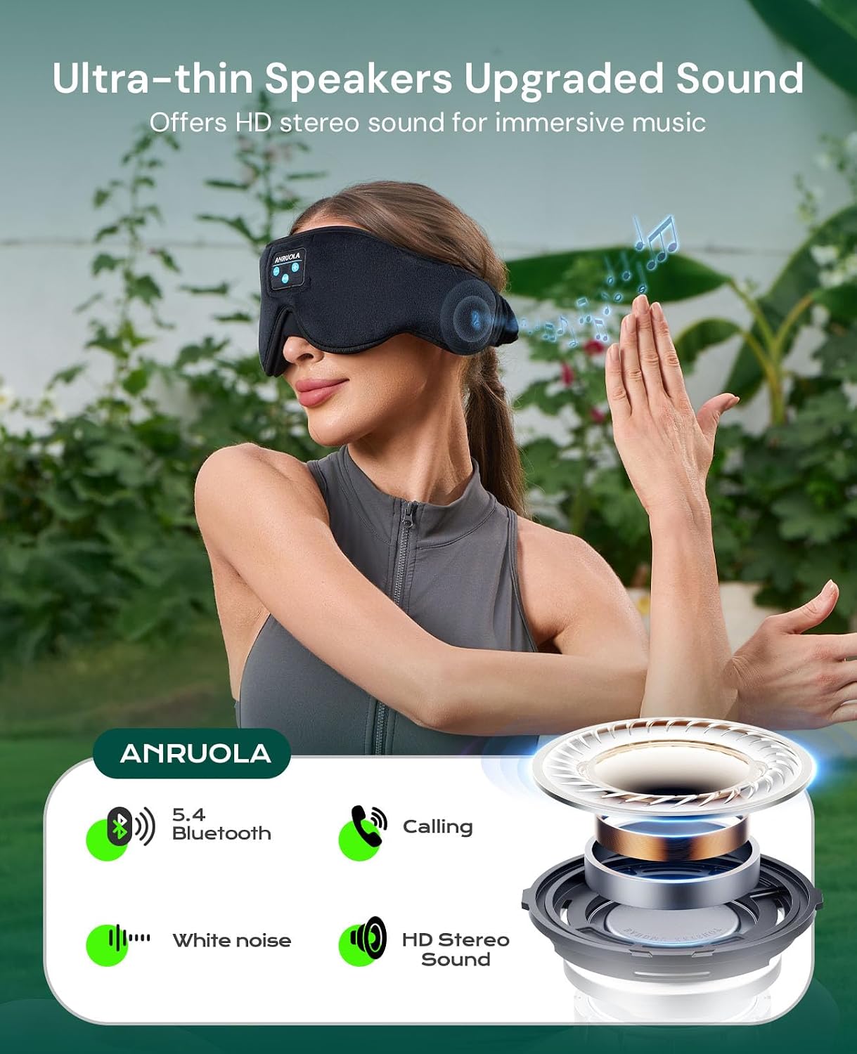 3D Sleep Mask with Bluetooth Headphones, Wireless Sleep Headphones for Side Sleepers, Noise Cancelling Eye Mask for Nap, Soft Sleeping Mask for Women Men, Blackout Sleep Mask with Built-in Speakers