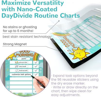 JJPRO Magnetic Bedtime/Morning/Daily Routine Chart for Kids with Reward Jar-Morning Routine Chart,Daily Checklist Reward Chart for Toddlers,Reward Jar for Kids,Cute Visual Schedule Board for Home