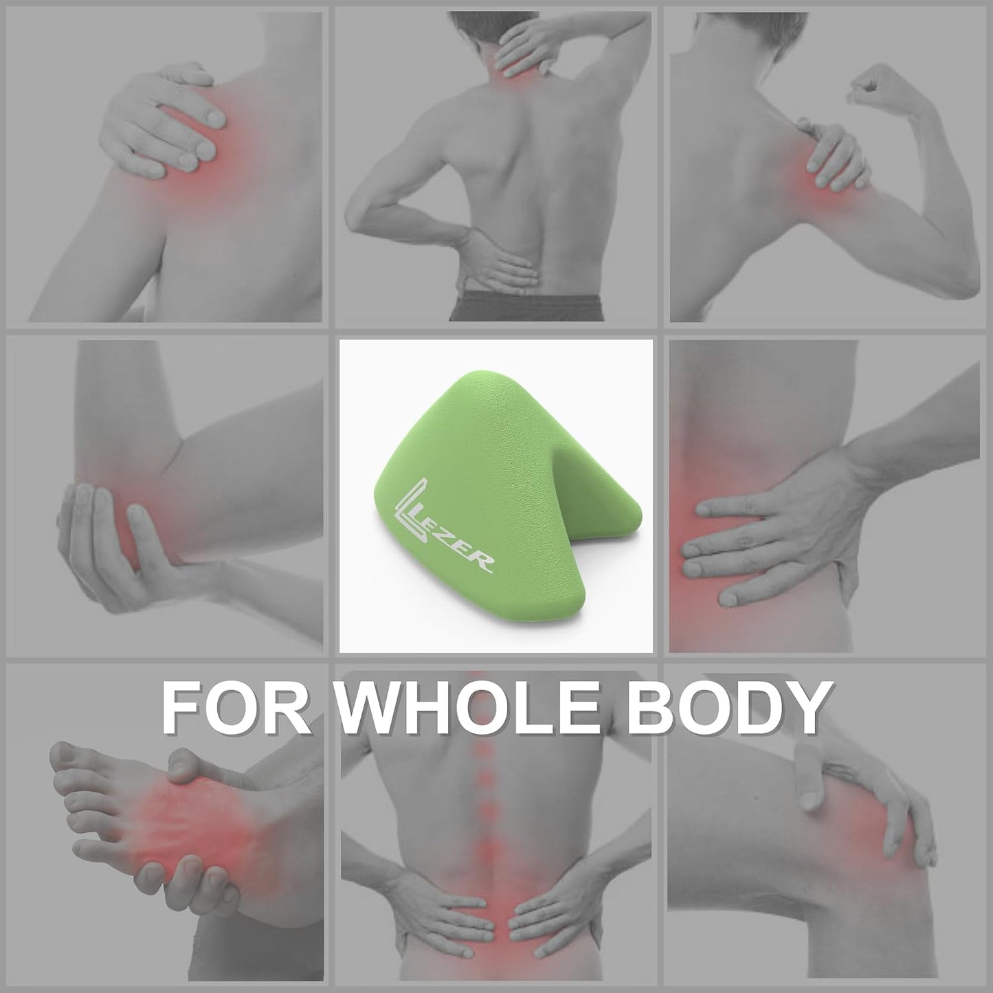 LEZER Trigger Massage Point, Manual Massage Ball, Muscle Knots Relief Tool, Myofascial Release, Physical Therapy, Deep Tissue Back Massage, Plantar Fasciitis, 2.9 in x 2.1 in (Green)