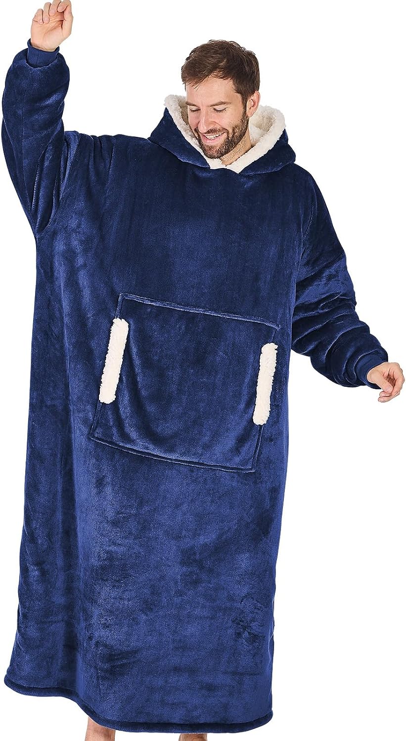 yescool Wearable Blanket Hoodie, Flannel Sherpa Fleece Blanket Sweatshirt for Adults Women Men,One Size Fits All - Colors B