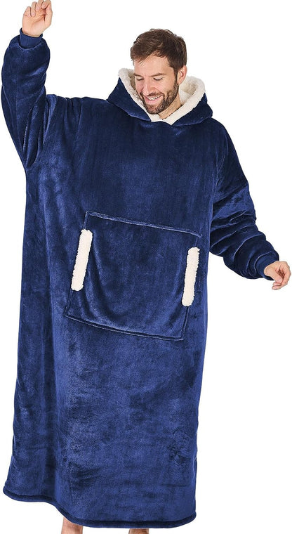 yescool Wearable Blanket Hoodie, Flannel Sherpa Fleece Blanket Sweatshirt for Adults Women Men,One Size Fits All - Colors B