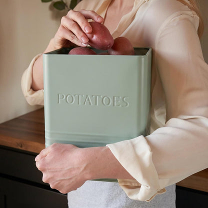 Beautiful Potato and Onion Storage Container Set - Food Safe Metal Bins | Spacious 10.1" and 8.9" Canisters for Your Kitchen Counter or Pantry - Keeps Produce Fresh Longer