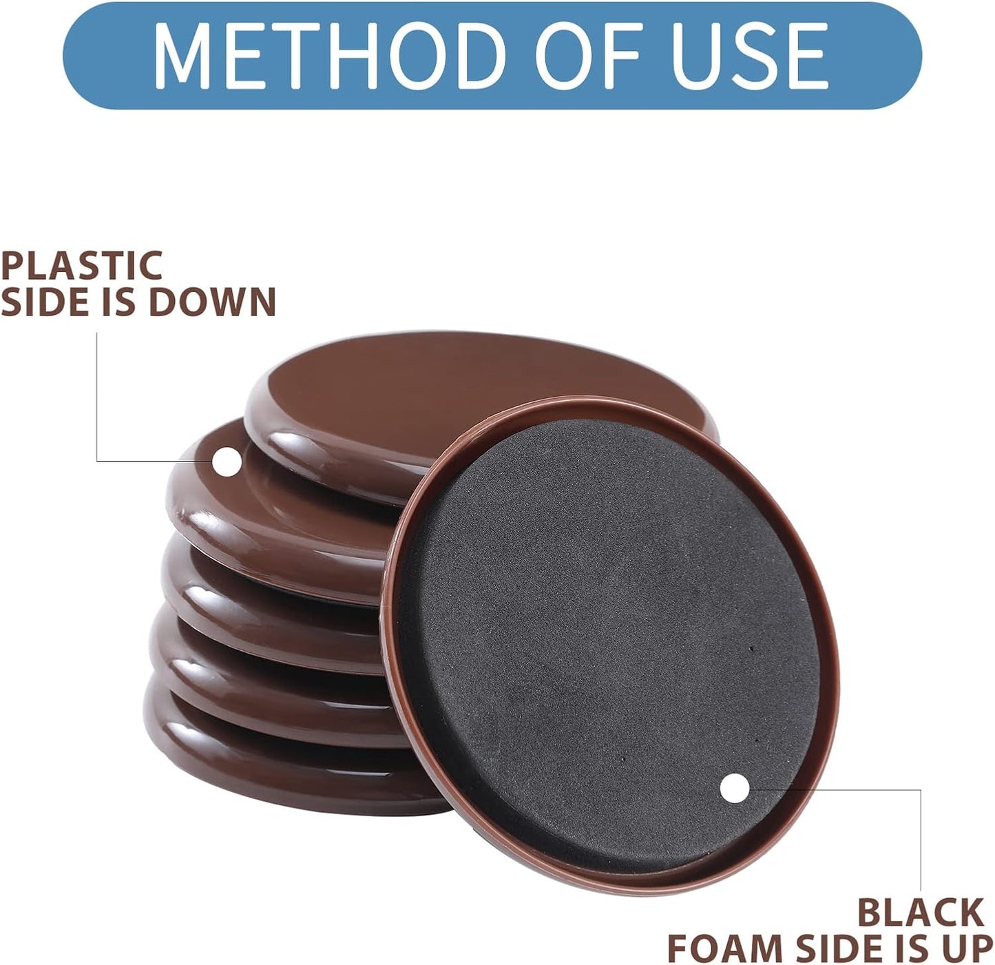 Furniture Sliders 8pcs 3 1/2 inch - Heavy Duty Reusable Round Sliders for Moving Furniture on Carpet, Easily Move Couches/Beds/Armoires/Chair/Table/Cabinet