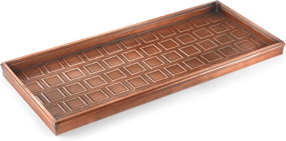 Good Directions Large Boot Tray, Classic Multi-Purpose All Weather Decorative Boot Tray, Shoes, Plants, Garage, Patio Door, Pet Bowls, 34 inch Entry Indoor Shoe Tray, Brown Copper Finish