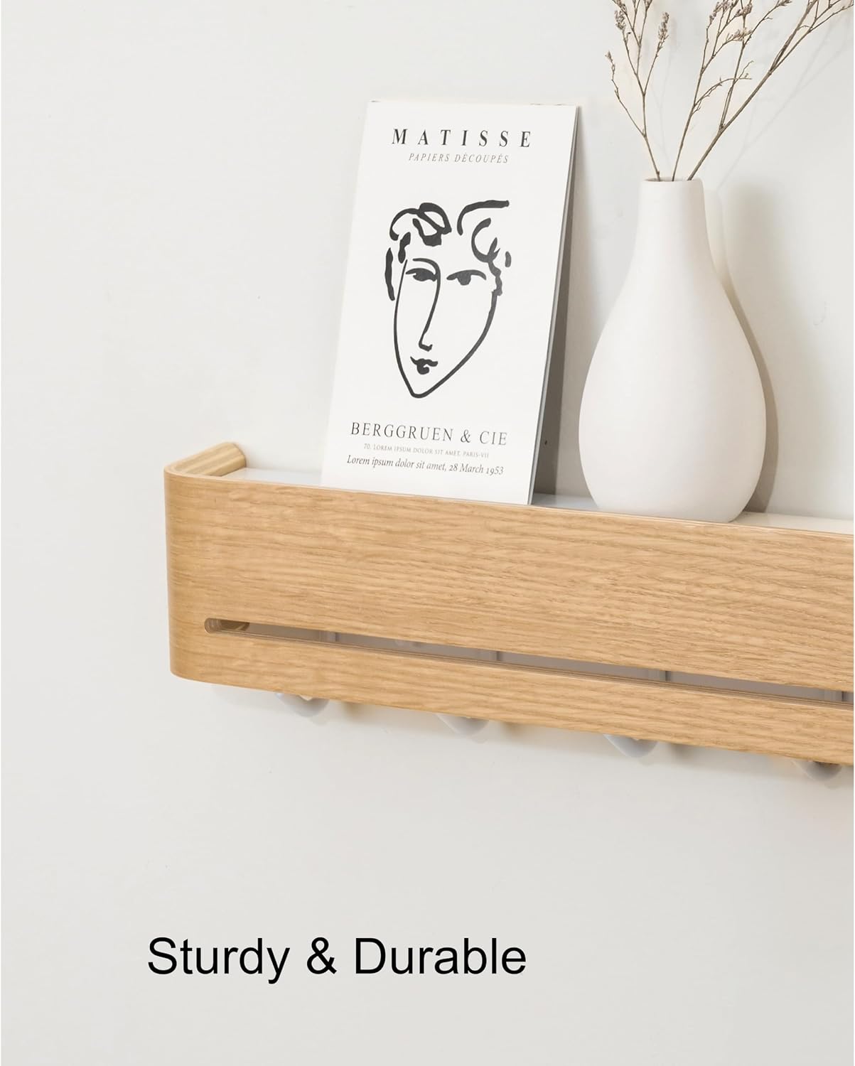 Key Holder Wall Mount with Shelf | 17 inch | Oak | 5 Retractable Hooks | Minimalist | Space-Saving | Modern Wall Coat Hooks | Wooden Key Rack for Entryway & Hallway