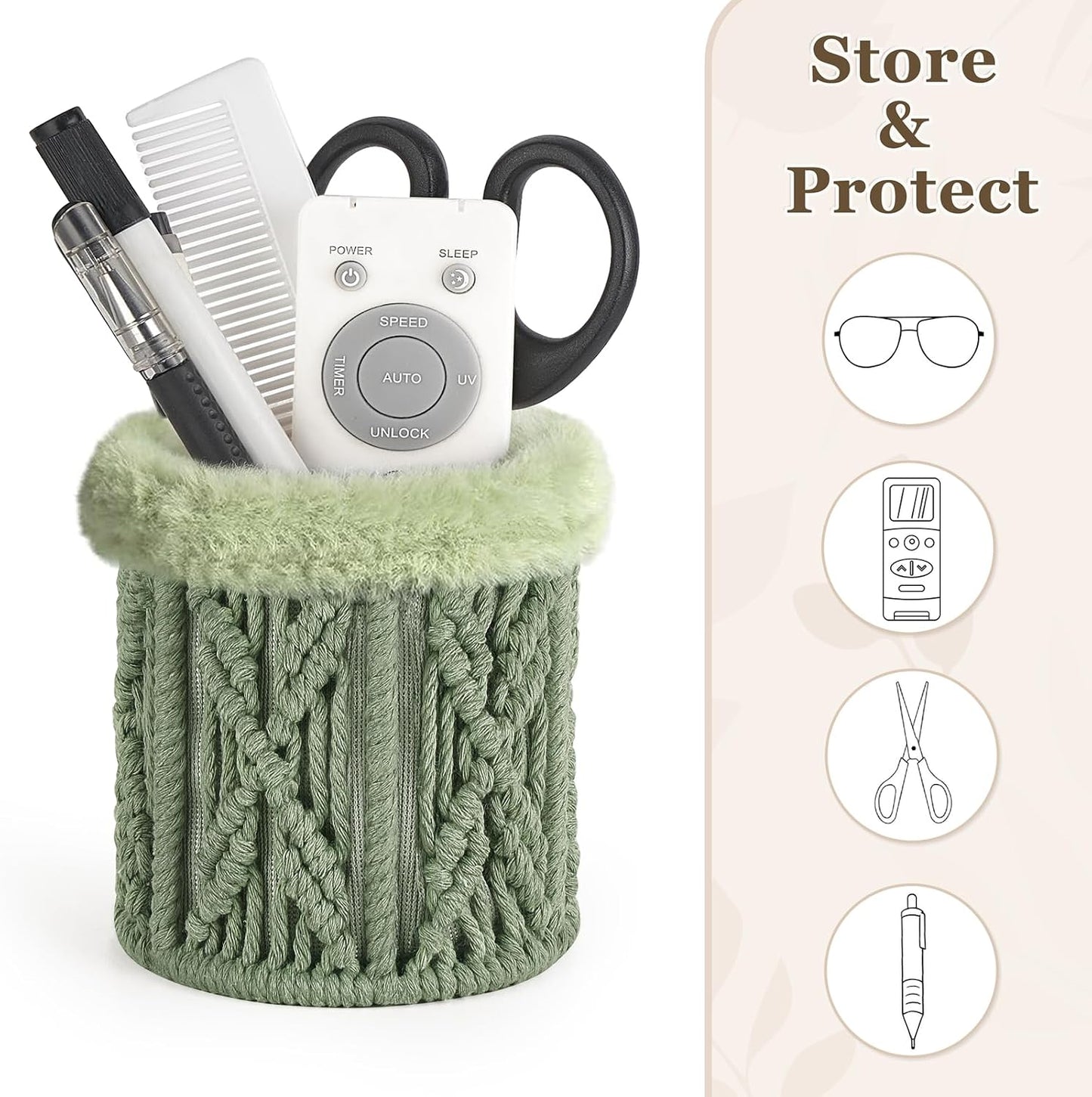 Mkono Glasses Holder for Nightstand, Boho Decor Plush Lined Eyeglass Stand | Prevents Lens Scratches, Space-Saving Design, Soft Interior, Multi-Functional Organizer, for Desk, Office, Table, Bedside