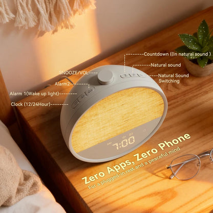 Vivilumens Sunrise Alarm Clock for Bedroom, White Noise Sound Machine