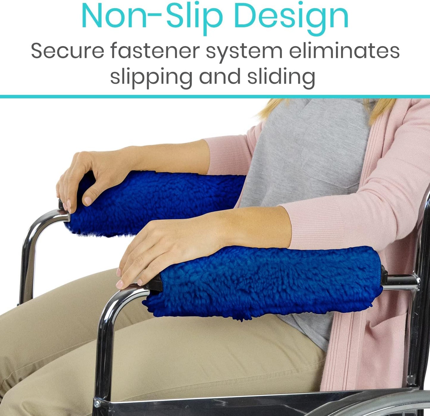 Vive Wheelchair Armrest Pads (2 PCS) - Memory Foam Sheepskin Cushion | Accessories for Transport Electric Wheel Chair Arm Rests - for Adults, Seniors, Handicapped - Soft Support for Office Chair