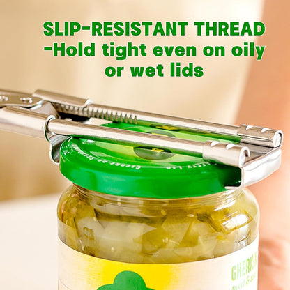 Extended Jar Openers for Weak Hands (1) | Adjustable Stainless Steel Bottle Opener, Can Opener for Seniors with Arthritis, Large and Small Lids Gripper, Household Tool