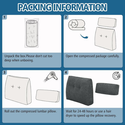 Back Support Pillow for Recliner Soft Dual Layer Lumbar Support Pillow with Shredded Memory Foam Ergonomic Orthopedic Couch Lumbar Cushions for Elderly Lower Back Pain Relief Dark Grey