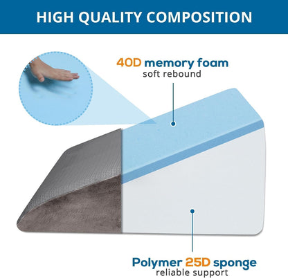 Sasttie Wedge Pillow 24x24x12 inch, Memory Foam Bed Wedge, Cool Grey | Triangle Pillow for Sleeping, Acid Reflux, Back Pain, Post-Surgery, and Snoring, Designed with Removable Washable Cover