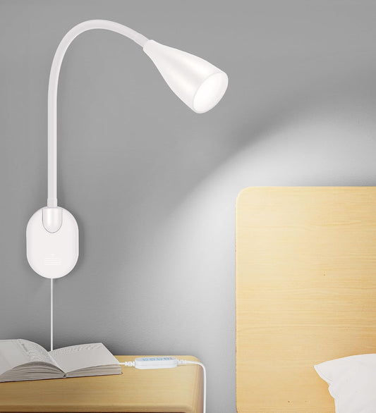 LiFMIRA Wall-Mounted LED Bedside Reading Light USB Charging Port White