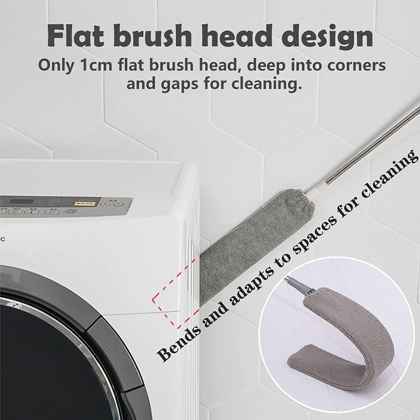 Retractable Gap Dust Cleaner, Under Refrigerator/Sofa Cleaning Tool, Microfiber Gap Duster, Suitable for Underneath Cleaning of Furniture, Fridges, Couch, Bed (25-55 Inch)
