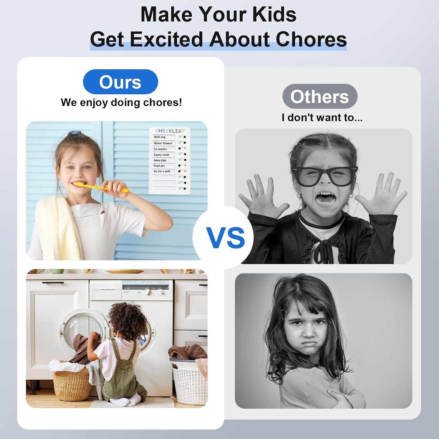 Chore Chart for Multiple Kids, ADHD Tools Checklist Board Routine Schedule (to Do List)
