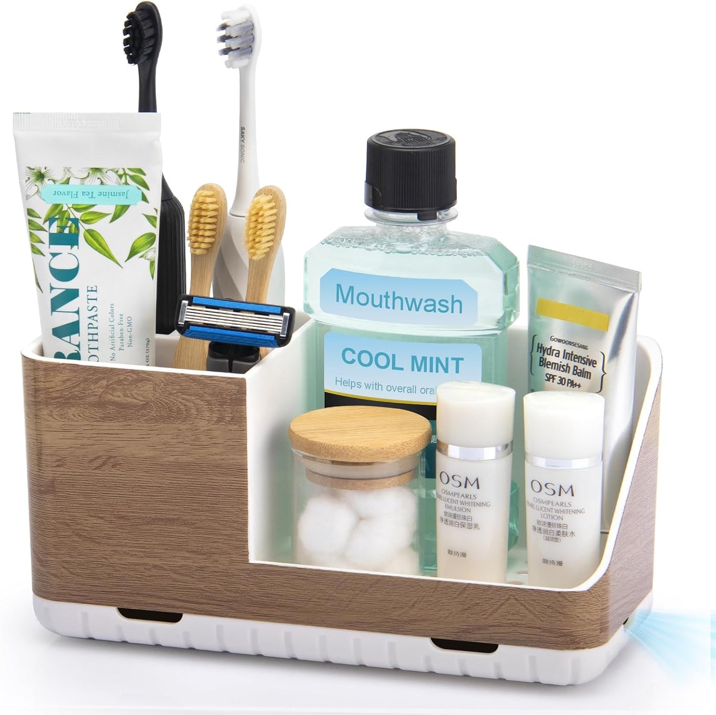 Toothbrush Holders for Bathroom Counter Organizer and Storage (White) | Easy To Clean, Drainage, Non-Slip, Detachable, Kids Electric Toothbrush and Toothpaste Holder for Bathroom