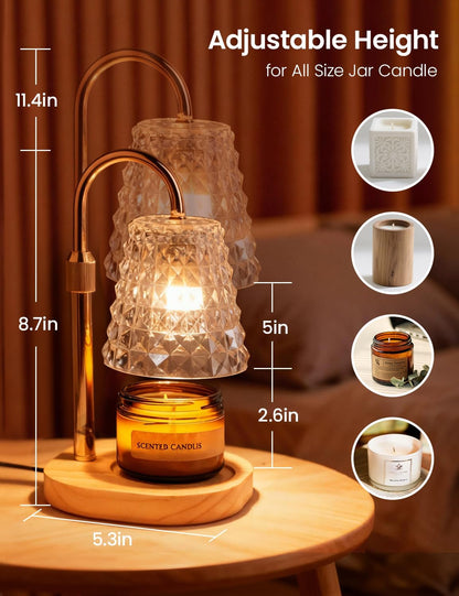 Candle Warmer Lamp with Timer Dimmable Candle Warmer Birthday Gifts for Women Mom Sister, House Warming Gifts New Home Room Decor, Height Adjustable Wax Melts Warmer for Jar Candles