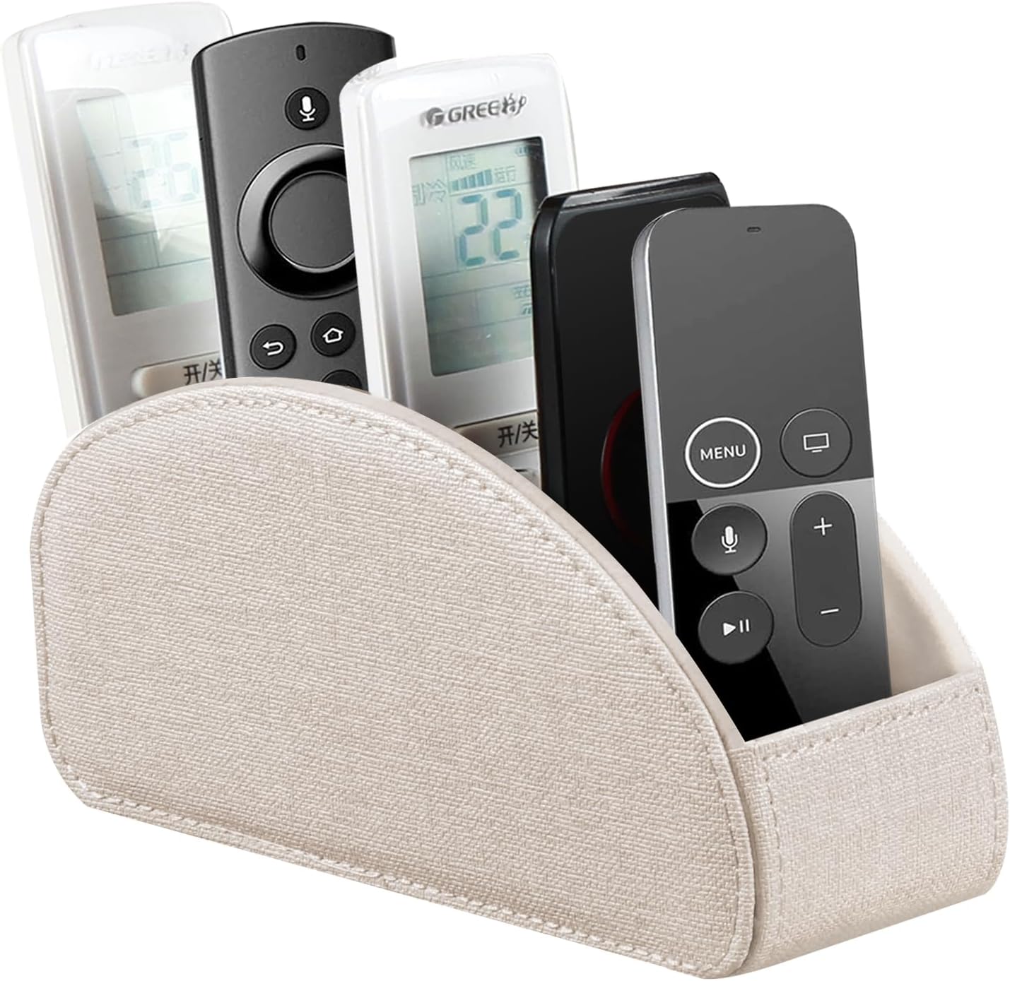 Pu Leather TV Remote Control Holder with 5 Compartments,Remote Caddy/Tray | Bedside Table Desk Storage Box/Organizer for Pen,DVD,Blu-Ray,Media Player,Heater Controller,Cosmetics,Glasses,Office Supplies