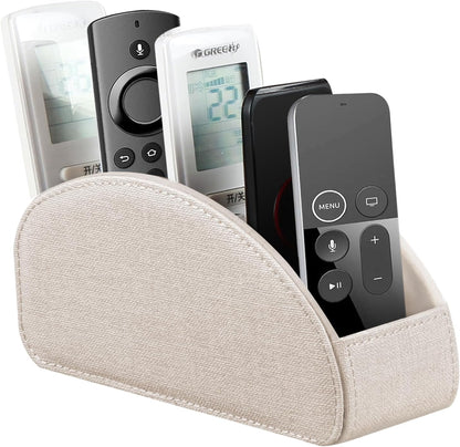 Pu Leather TV Remote Control Holder with 5 Compartments,Remote Caddy/Tray | Bedside Table Desk Storage Box/Organizer for Pen,DVD,Blu-Ray,Media Player,Heater Controller,Cosmetics,Glasses,Office Supplies