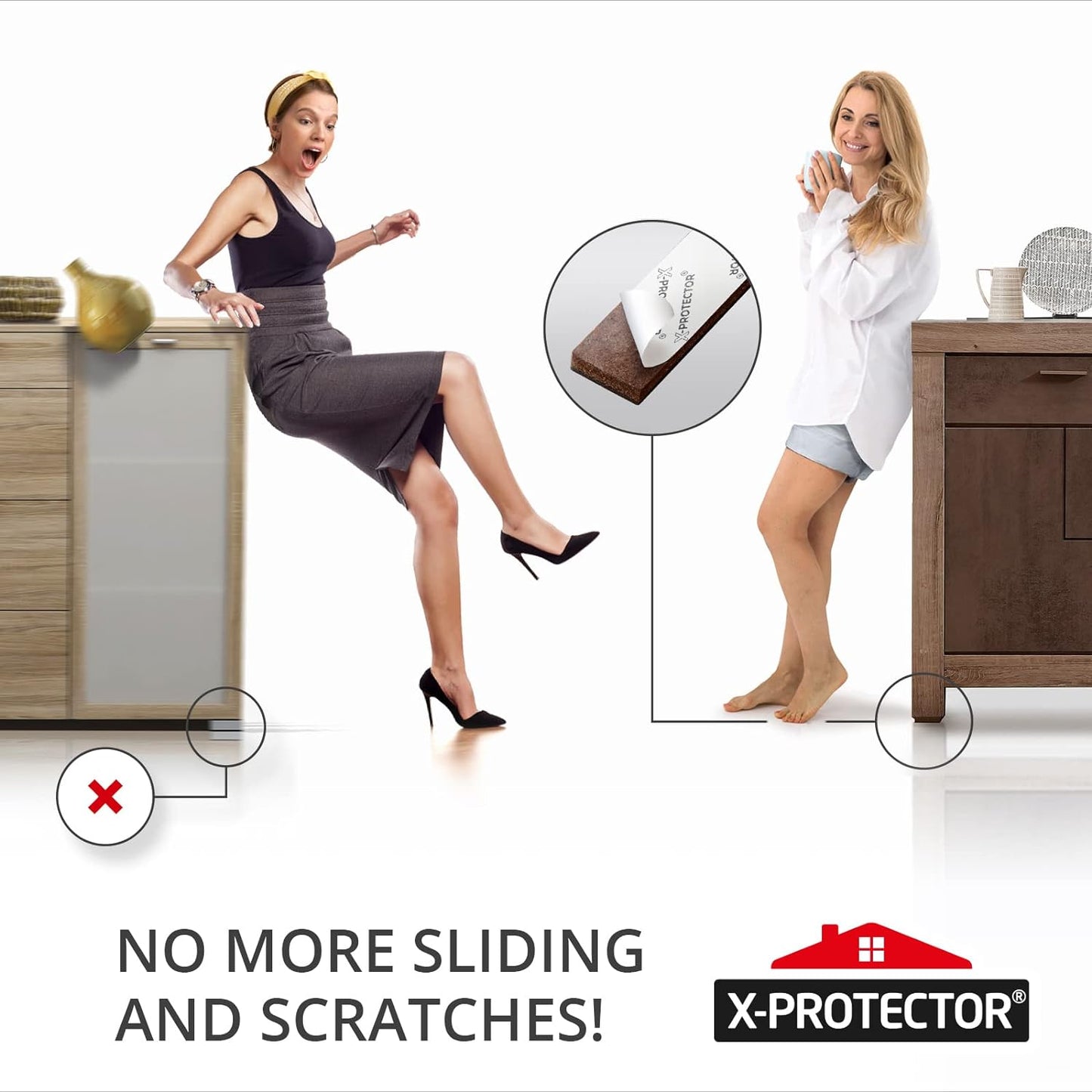 X-PROTECTOR Non Slip Furniture Pads – 24 pcs Premium Furniture Grippers 2"! | Best Self Adhesive Rubber Feet Furniture Feet – Ideal Non Skid Furniture Pad Floor Protectors – Keep Furniture in Place!