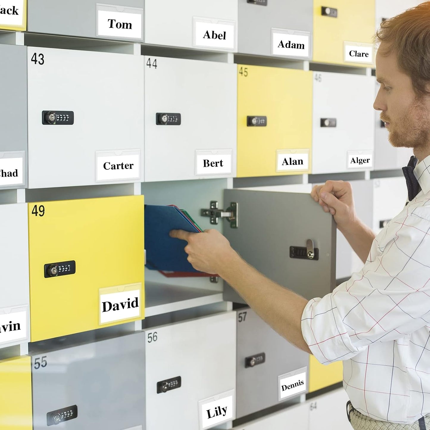 36 Pack 3" x 5" Adhesive Index Card Holders Clear PVC Label Holders | Top-loading label pockets, removable adhesive, clear PVC, for bins, shelves, totes, library and office use