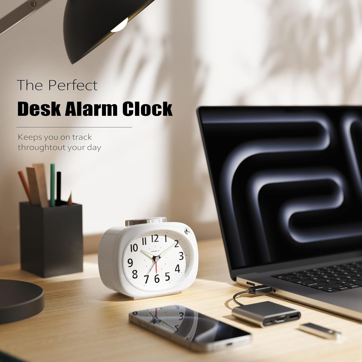 AYRELY® 4.5" Loud Analog Alarm Clock for Heavy Sleepers, 100 dB Alarm Sound | Mechanical Bell, Silent Quartz Desk Clock and Table Clock with 10-Second Night Light, Luminous Hands for Bedroom and Bedside