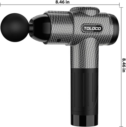 TOLOCO Massage Gun, Deep Tissue Back Massage for Athletes for Pain Relief, Percussion Massager with 10 Massages Heads & Silent Brushless Motor, Fathers Day Dad Gifts, Carbon