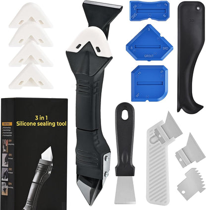 Silicone Caulking Tool, Caulk Remover & Grout Removal Tool | Sealant Finishing Smoothing Scraper Tools, Grout Removal Tool for Bathroom Shower Bathtub Tile Kitchen Sink Home Renovation