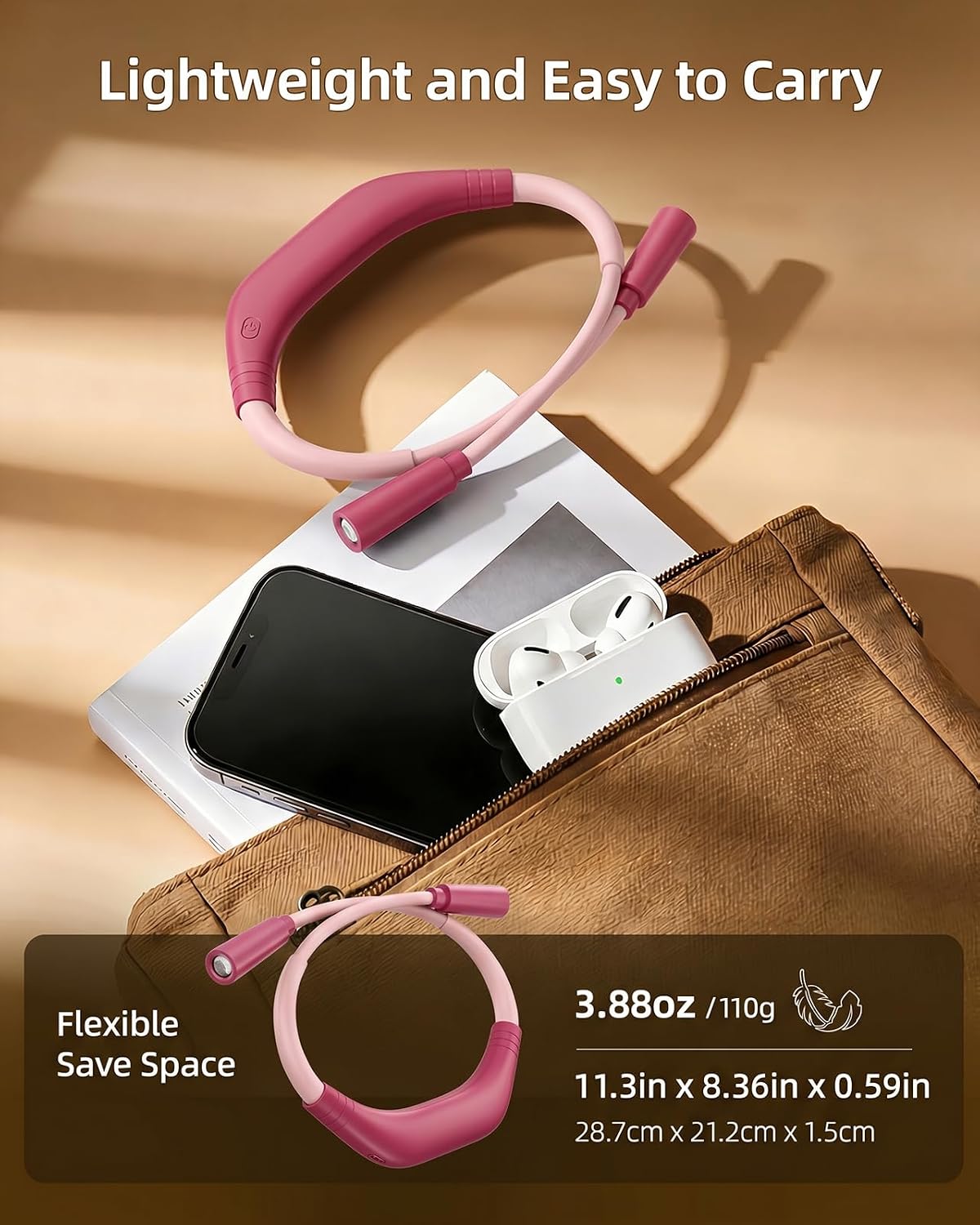 Rechargeable Book Light,3 Colors and Brightness Adjustable Reading Light,Bendable Neck Light,100hrs Long-Lasting,Perfect Reading Lamp Gift for Books in Bed, Knitting,Repairing,Working