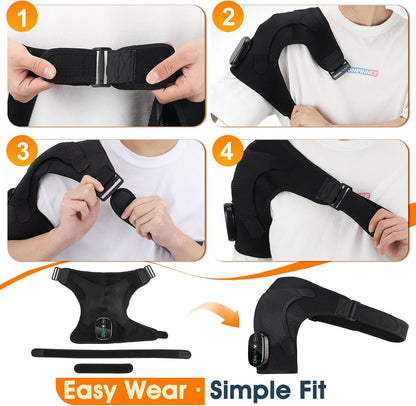 Shoulder Heating Pad with Massage, Rotator Cuff Shoulder Brace for Frozen