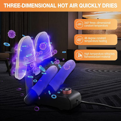 Boot Dryer Shoe Dryer - Glove Dryer and Boot Warmer Heat Blower for 4 Pairs Everlasting Comfort (Black)