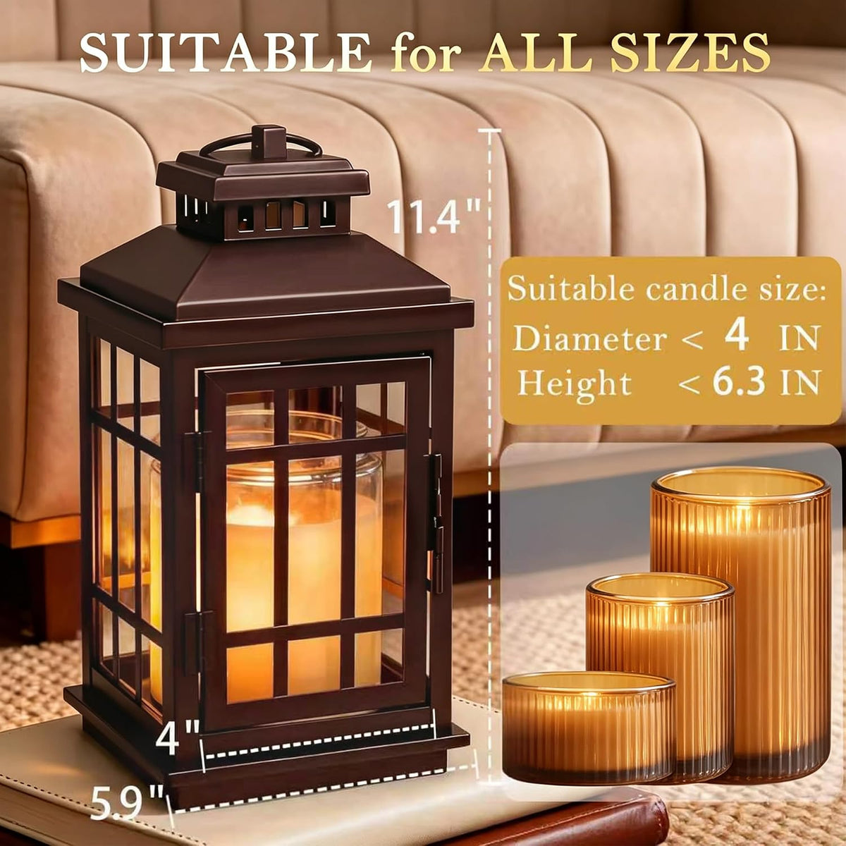 White Candle Warmer Lamp with Timer, Dimmable Farmhouse Lantern