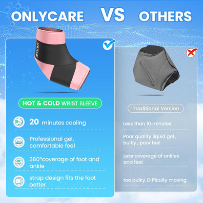 ONLYCARE Ankle Ice Pack Wrap for Swelling, Upgraded Gel Ice Pack Reusable, Hot Cold Therapy, Cold Pack for Sprained Ankle Injuries, Achilles Tendonitis, Plantar Fasciitis