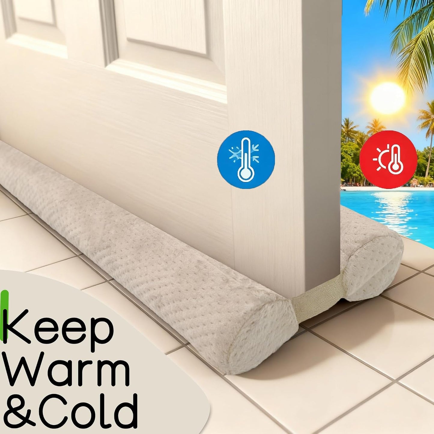 Under Door Draft Stopper, Draft Stopper for Bottom of Door, Adjustable 30-36 Inch Door Draft Blocker, Under Door Gap Filler, Easy Install Door Seal, Helps Reduce Drafts, Noise and Heat Loss Black