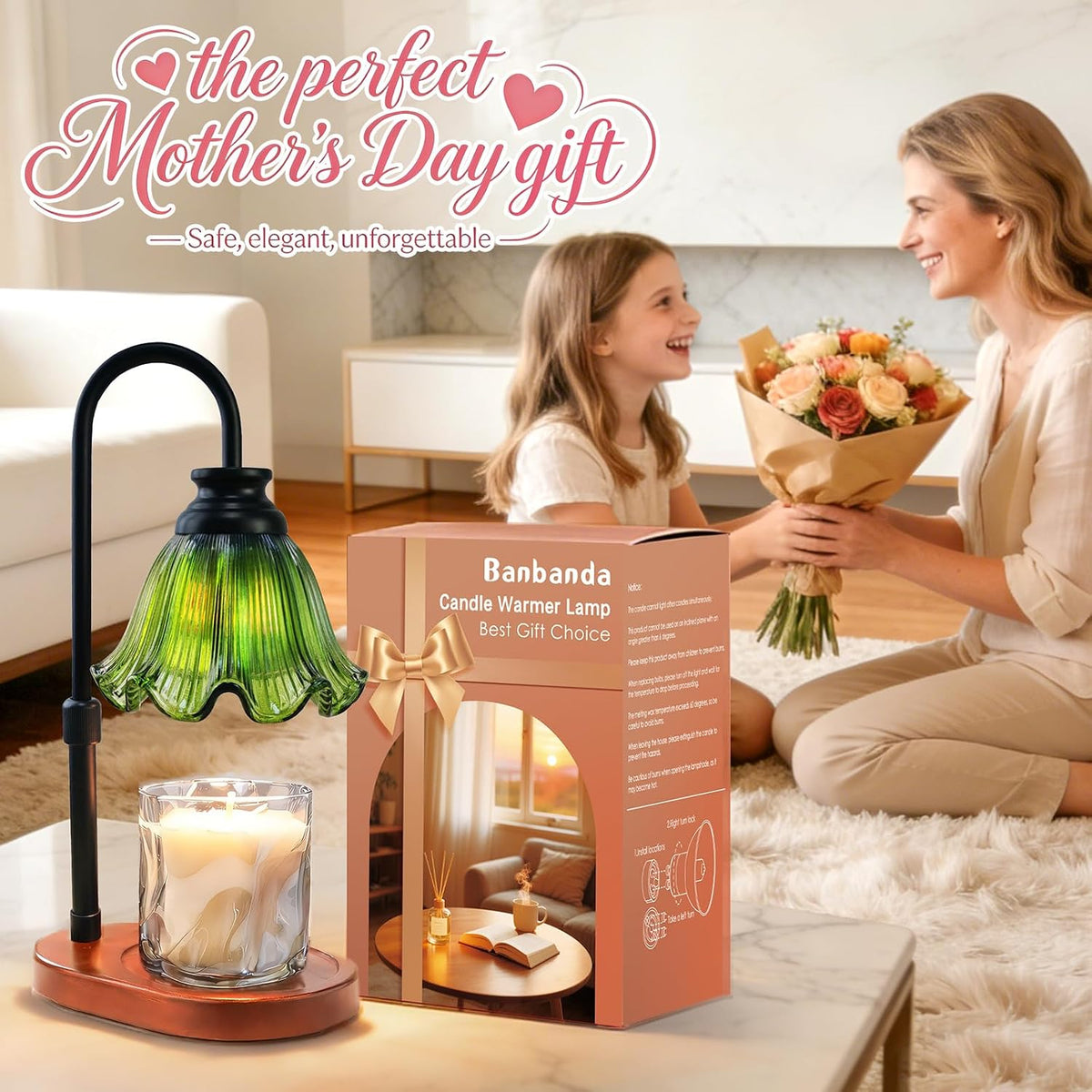 Candle Warmer Lamp with Timer, Christmas Decorations Indoor, Birthday Gifts for Women Mom, Warming Gifts for Office, Dorm, Apartment & New Home Decor