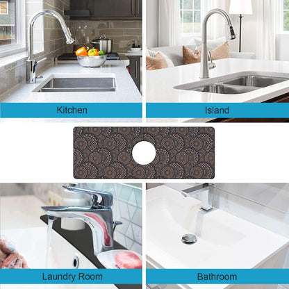Kitchen Sink Splash Guard Faucet Mat Super Absorbent Fast Drying Mat Sink Gadgets Splash Guard Behind Faucet Drip Catcher for Kitchen (Pink Red Roses Floral, 23.5x5.5in)