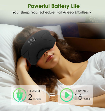 Sleep Mask with Headphones Bluetooth 5.4, LC-dolida Wireless Music Eye Mask for Sleeping Headphones with Soft Bamboo Cotton Cooling Breathable,Ultra-Thin Stereo Speaker for Side Sleepers-Khaki